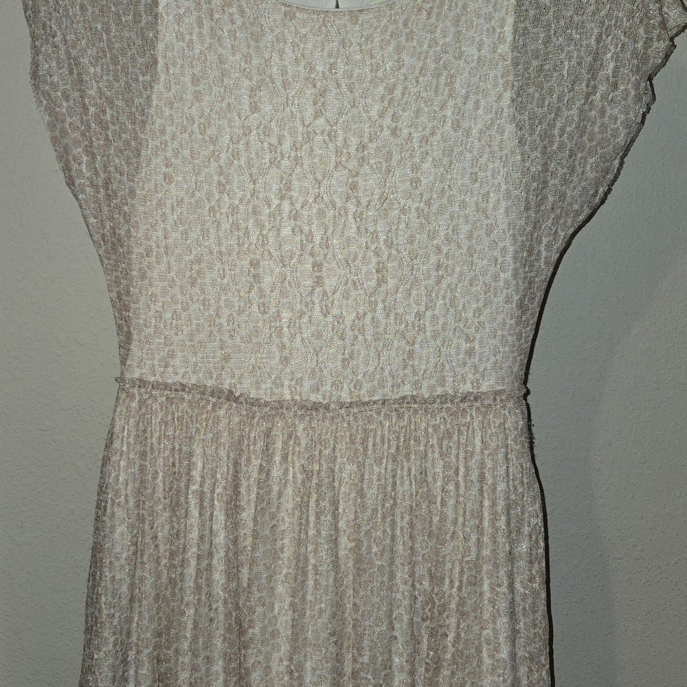 Anthropology Pink and White Cream Lace Dress